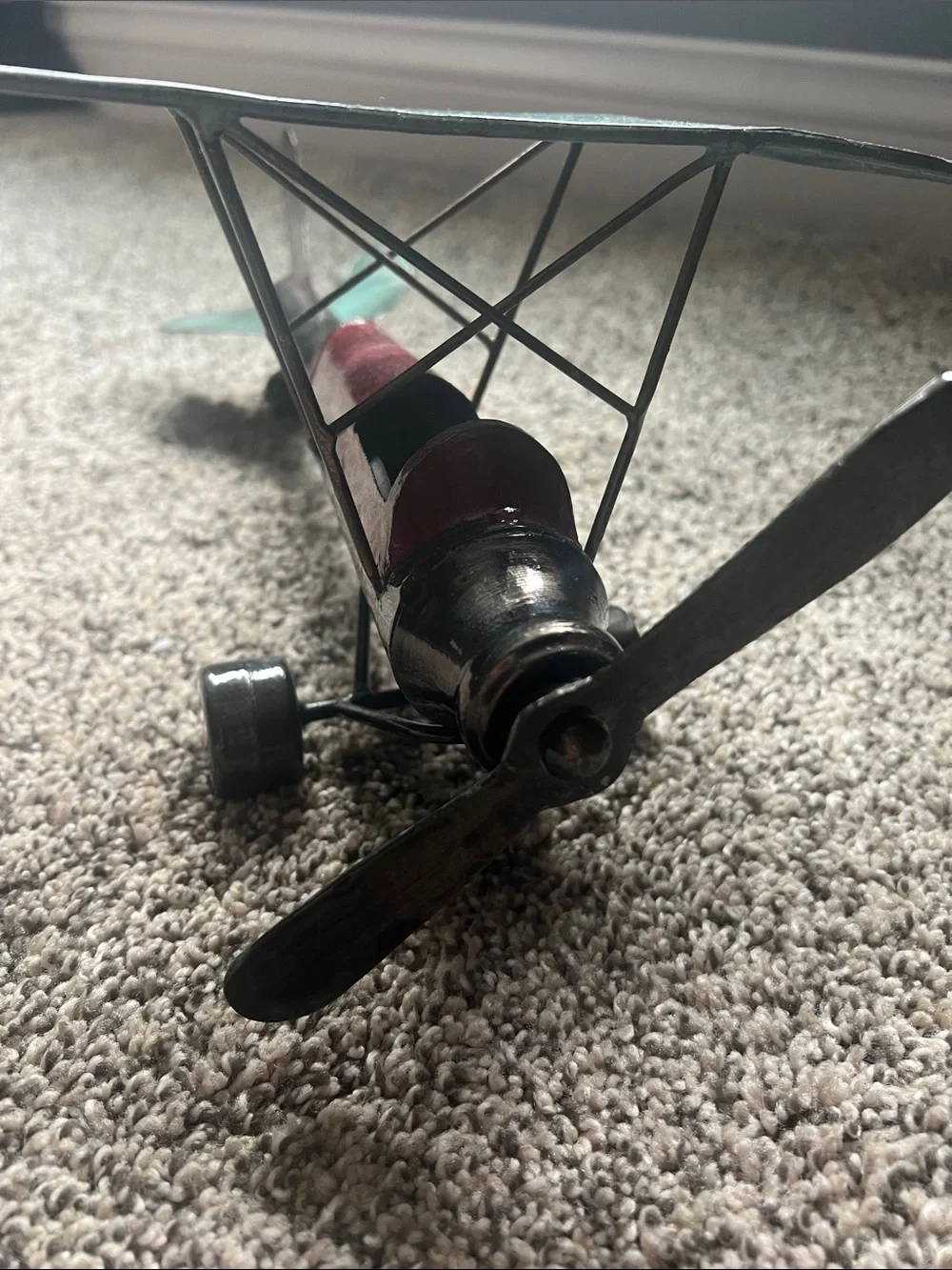Red and Green Metal Biplane Toy - Kids Toys